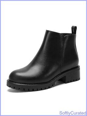 Wide Width Chelsea Ankle Boots Faux Leather Suede Block Heel